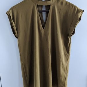 Olive green satin blouse